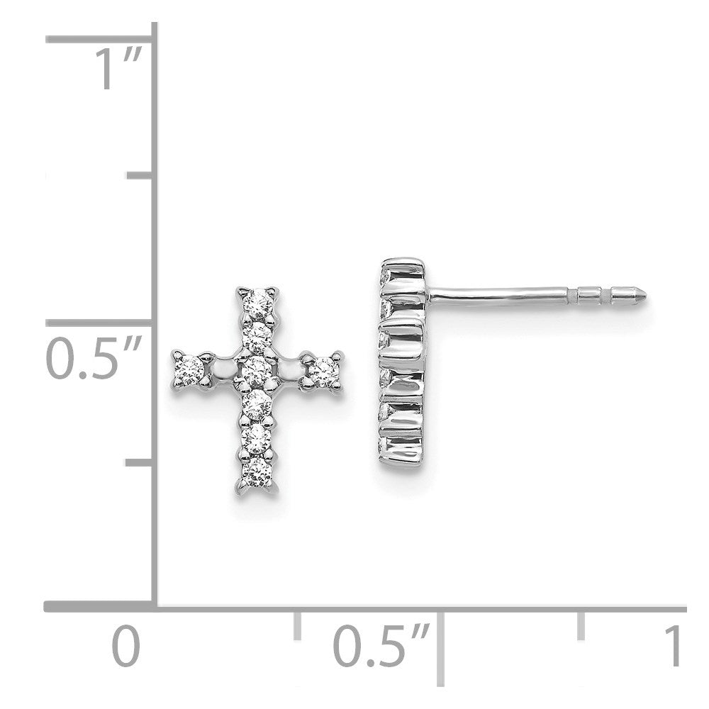 10k White Gold 6 mm Polished Diamond Cross Post Earrings (1.06 grams)