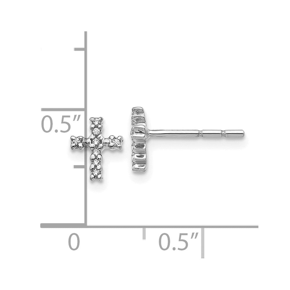 10k White Gold 5 mm Polished Diamond Cross Post Earrings (0.81 grams)