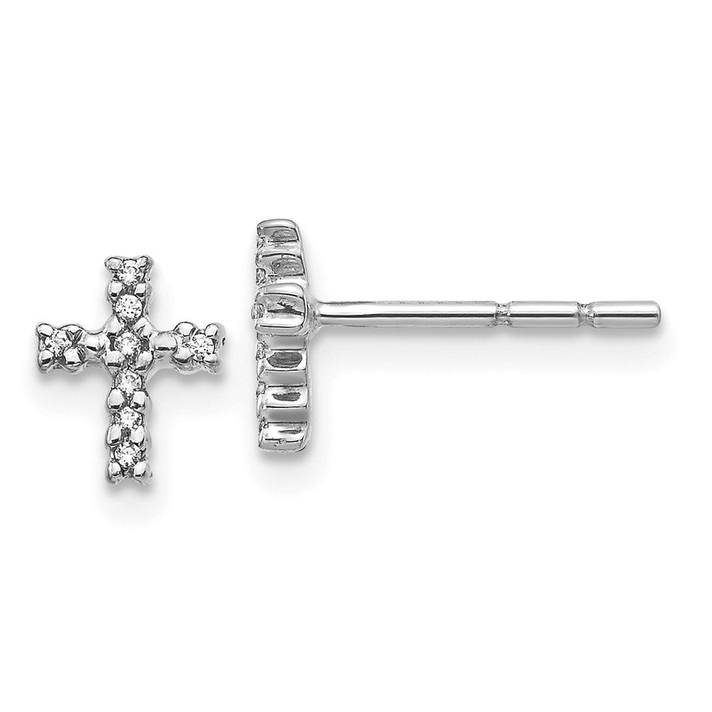 10k White Gold 5 mm Polished Diamond Cross Post Earrings (0.81 grams)