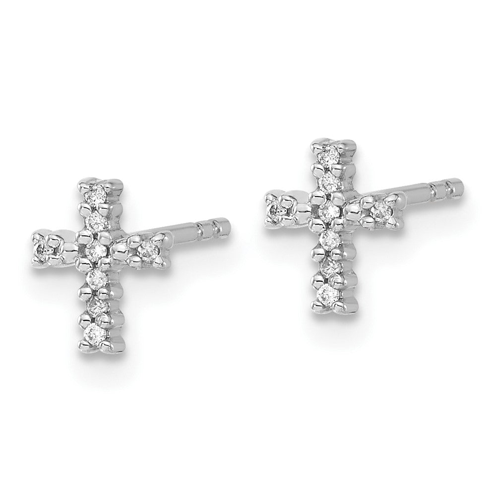 10k White Gold 5 mm Polished Diamond Cross Post Earrings (0.81 grams)