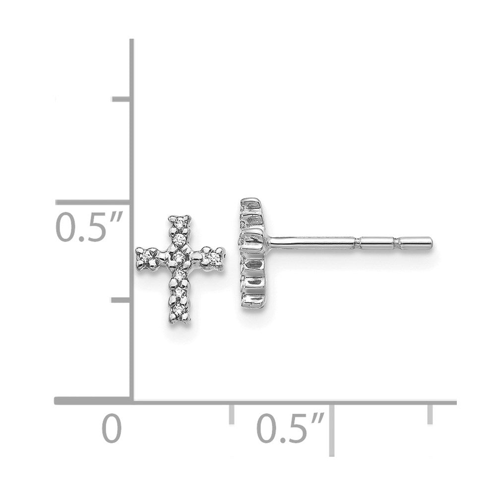 10k White Gold 5 mm Polished Diamond Cross Post Earrings (0.81 grams)