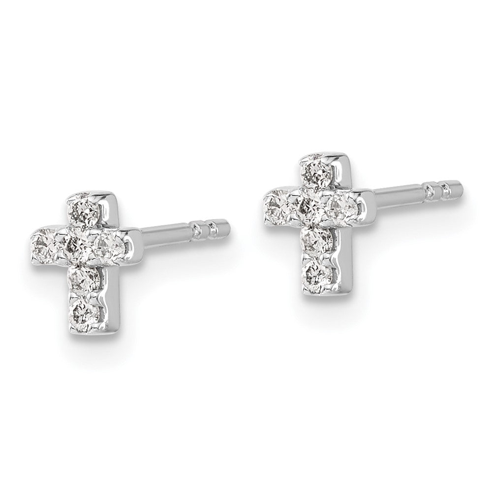 14k White Gold 4 mm Diamond Cross Earrings (0.86 grams)