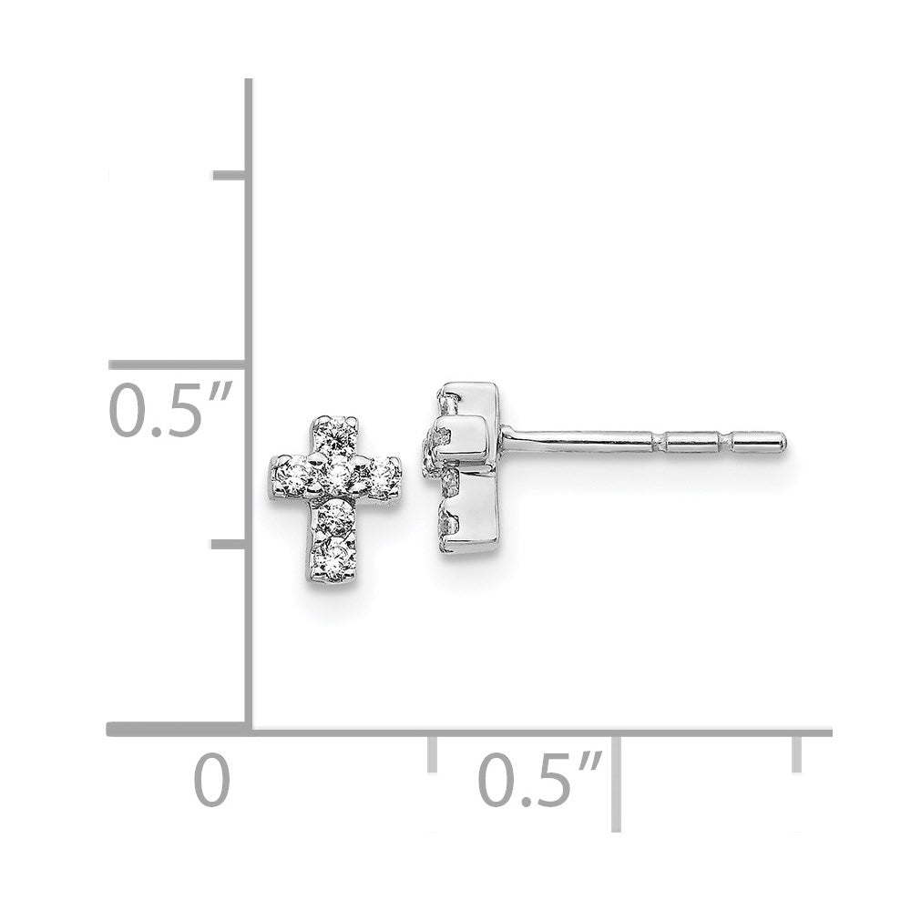 14k White Gold 4 mm Diamond Cross Earrings (0.86 grams)