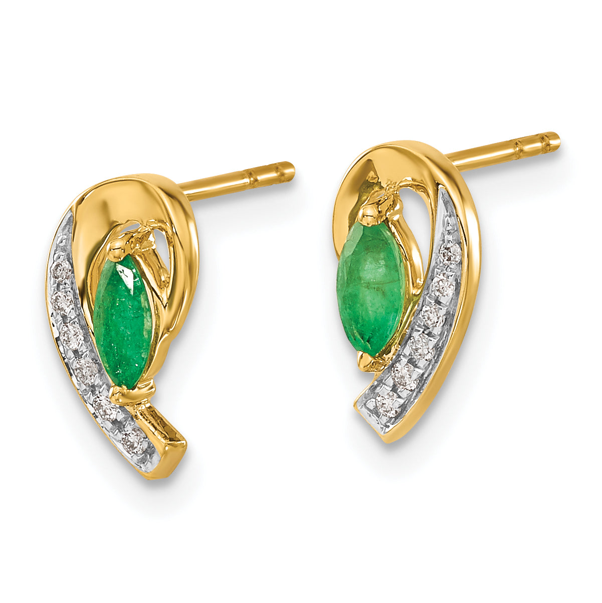 14k 1/20Ct Diamond and Emerald Earrings (1.27 grams)