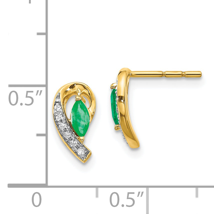 14k 1/20Ct Diamond and Emerald Earrings (1.27 grams)