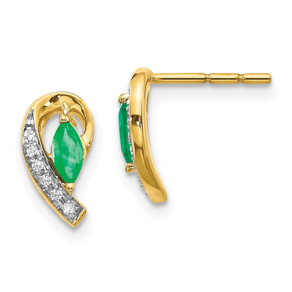 14k 1/20Ct Diamond and Emerald Earrings (1.27 grams)