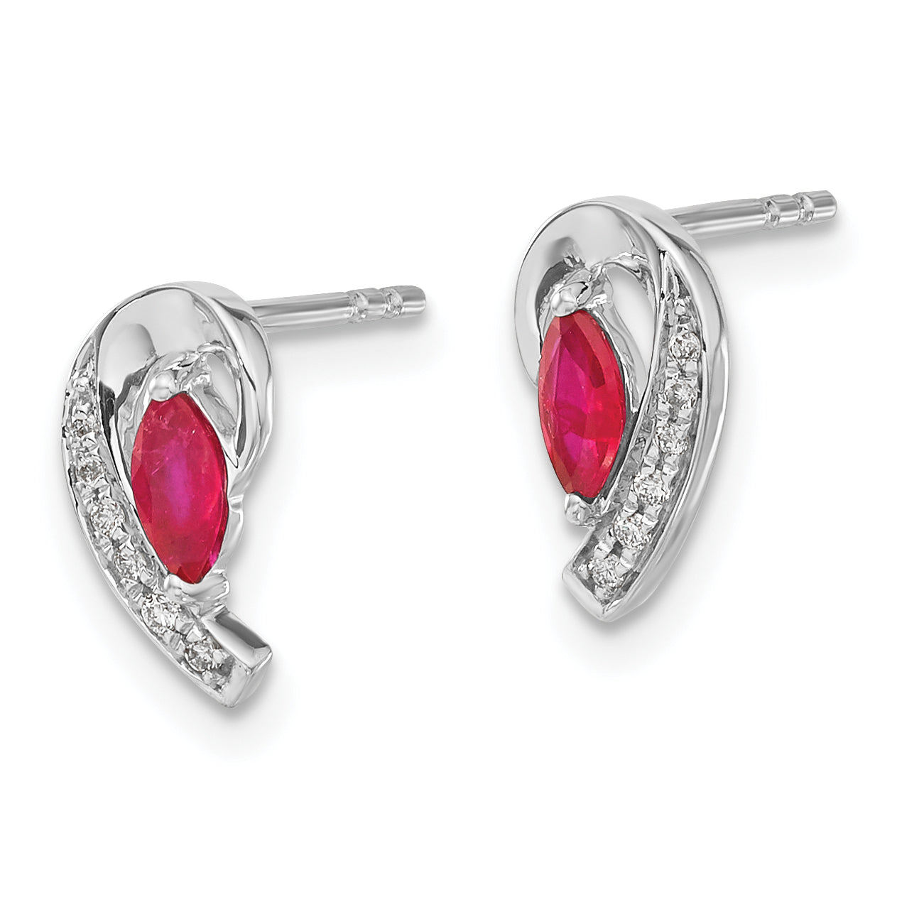 14k White Gold Diamond and Ruby Earrings (1.27 grams)