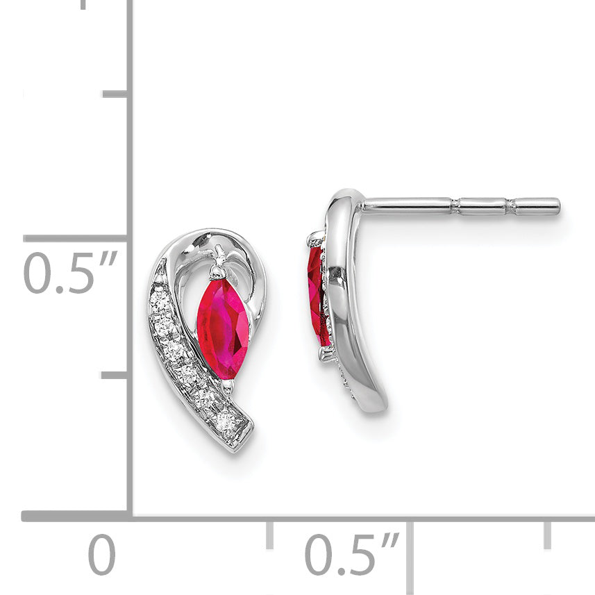 14k White Gold Diamond and Ruby Earrings (1.27 grams)