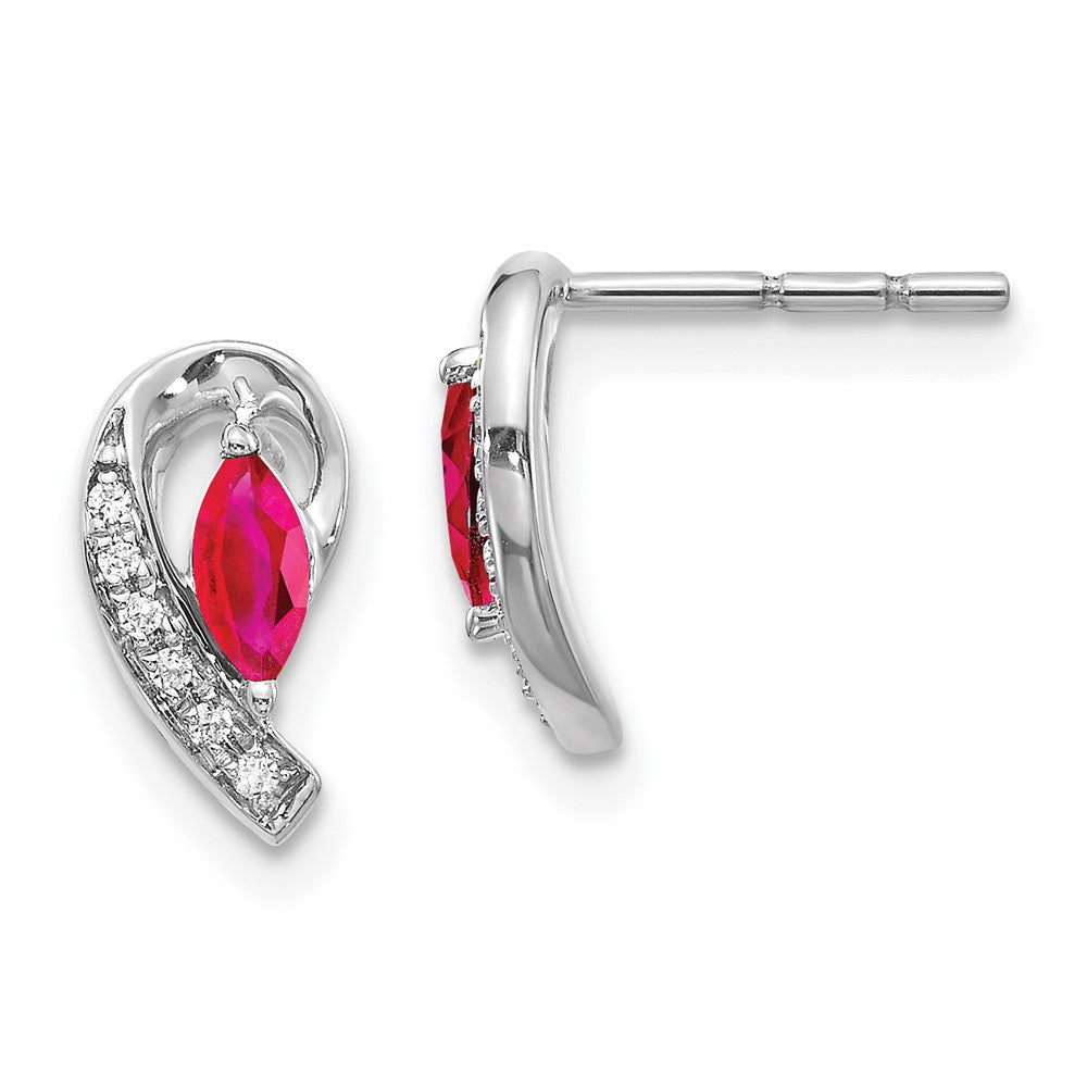 14k White Gold Diamond and Ruby Earrings (1.27 grams)