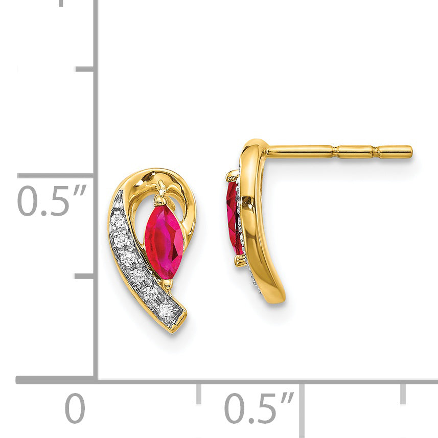 14k Diamond and Ruby Earrings (1.27 grams)