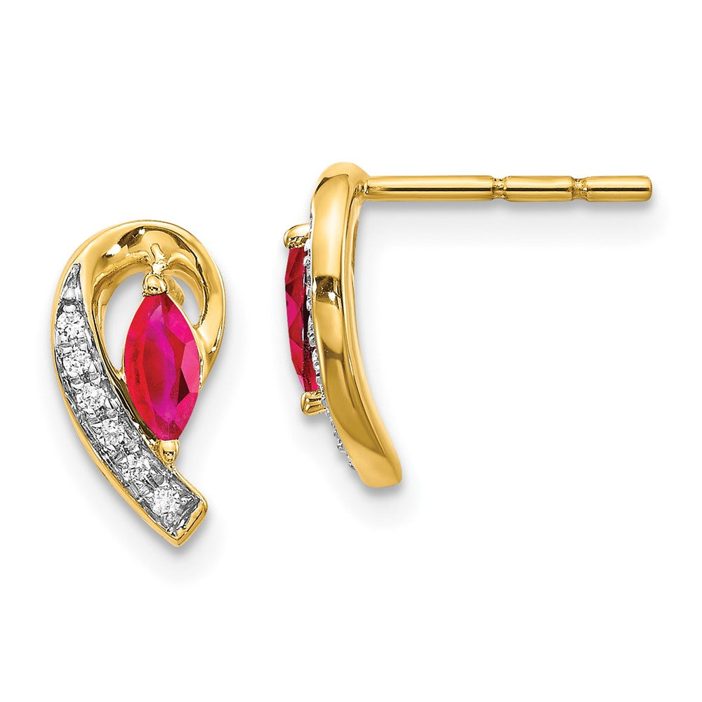 14k Diamond and Ruby Earrings (1.27 grams)