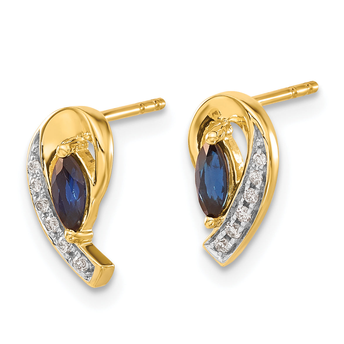 14k Yellow Gold Diamond and Sapphire Earrings (1.27 grams)