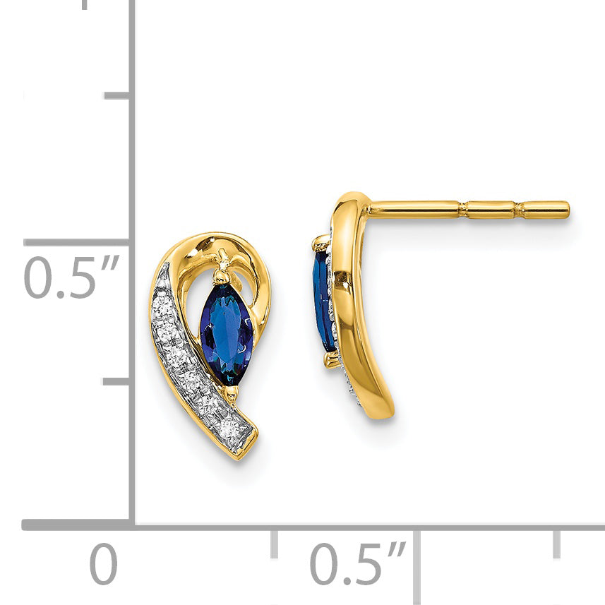 14k Yellow Gold Diamond and Sapphire Earrings (1.27 grams)