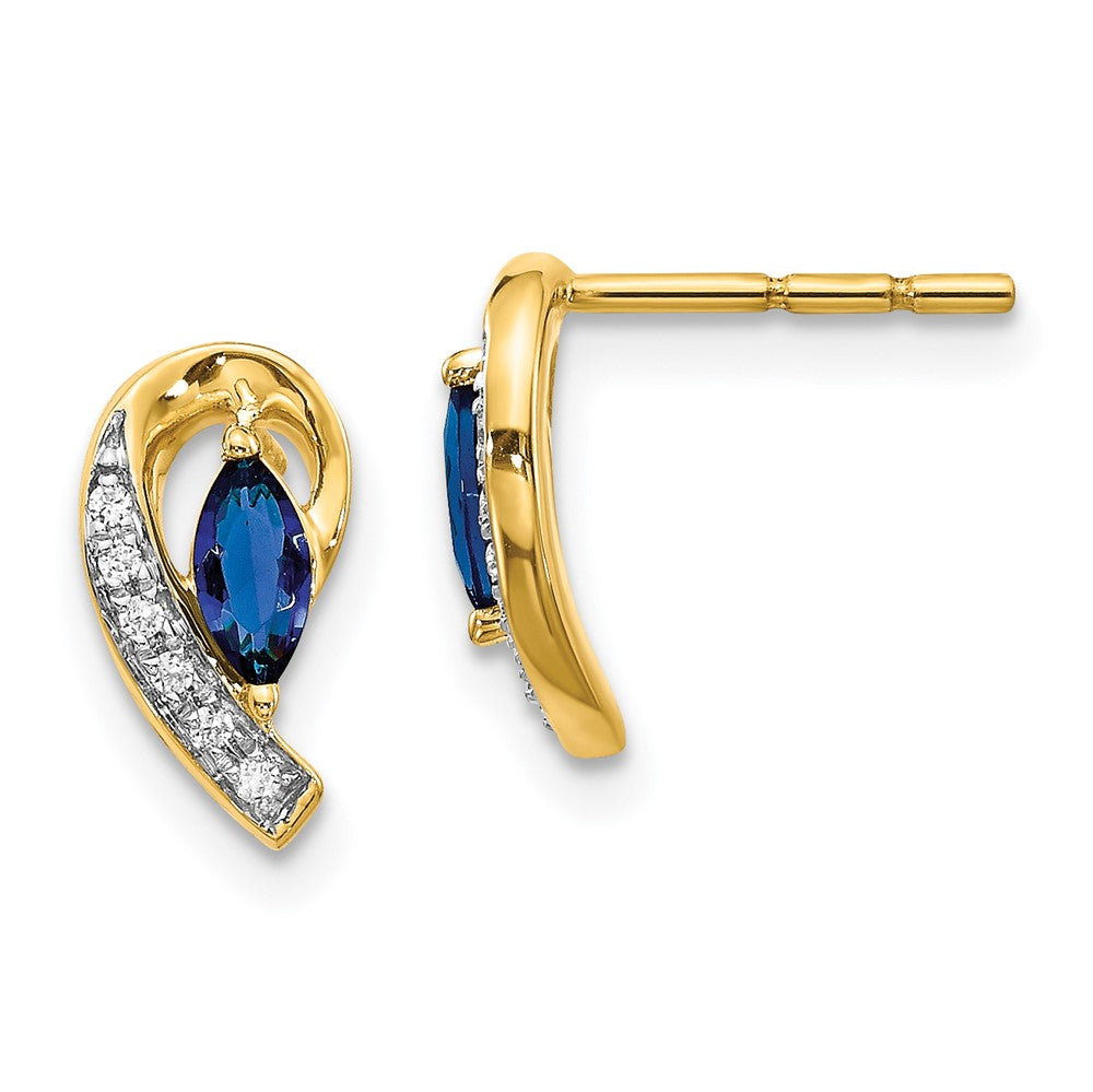 14k Yellow Gold Diamond and Sapphire Earrings (1.27 grams)