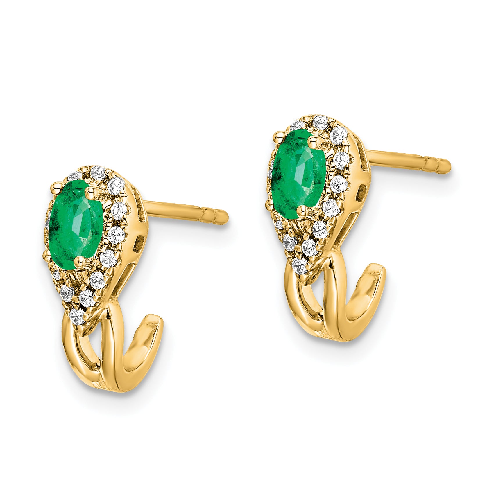 14k 1/8Ct Diamond and Emerald Earrings (2.3 grams)