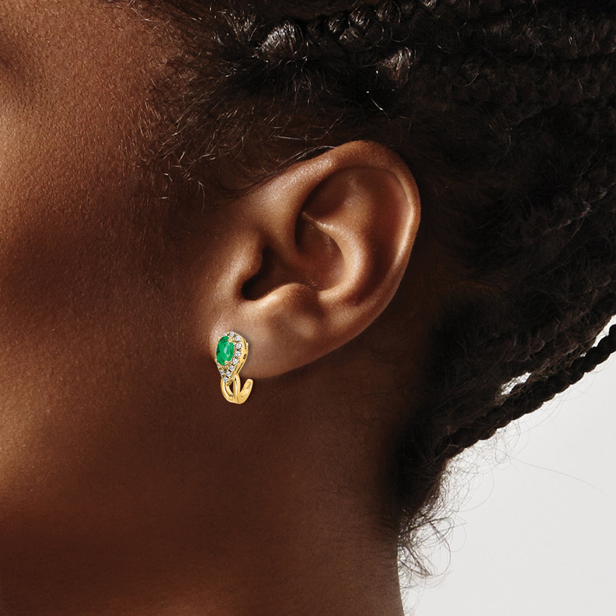 14k 1/8Ct Diamond and Emerald Earrings (2.3 grams)