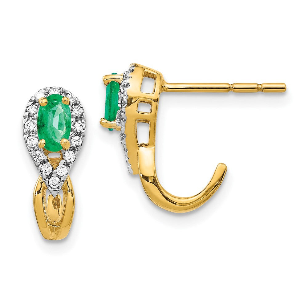 14k 1/8Ct Diamond and Emerald Earrings (2.3 grams)