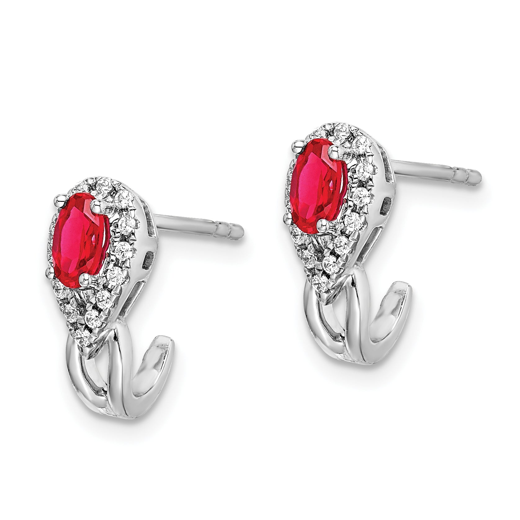 14k White Gold Diamond and Ruby Earrings (2.3 grams)