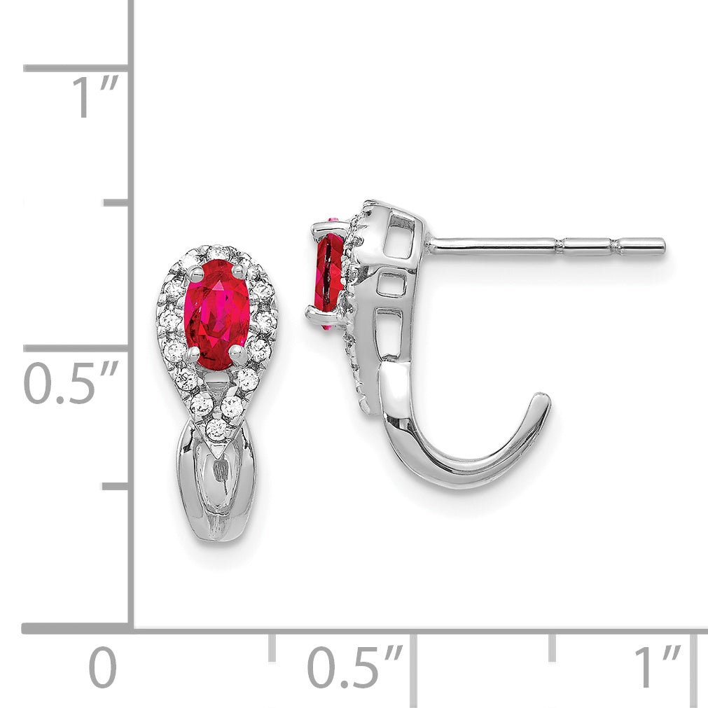 14k White Gold Diamond and Ruby Earrings (2.3 grams)