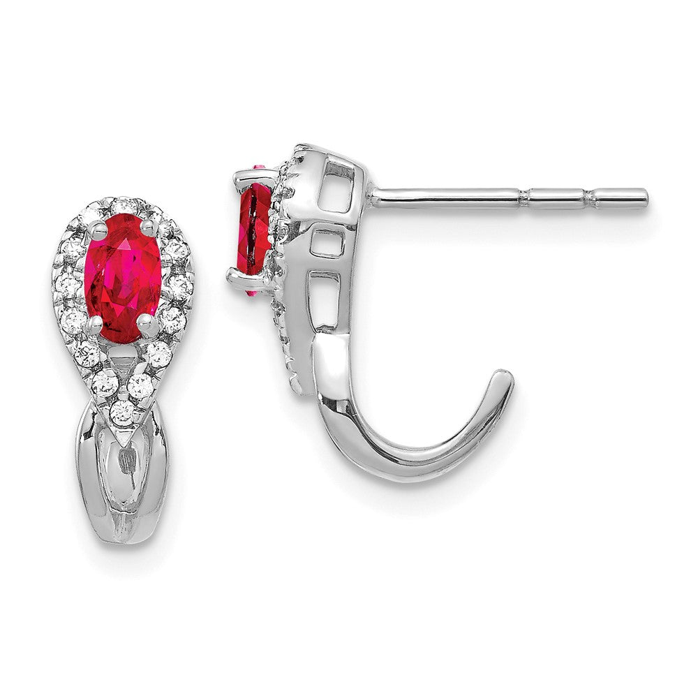 14k White Gold Diamond and Ruby Earrings (2.3 grams)