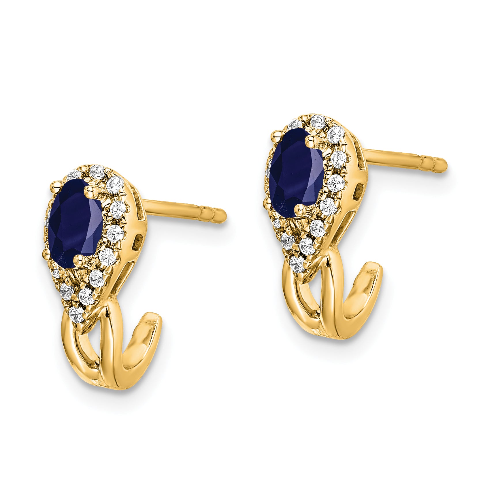 14k Yellow Gold Diamond and Sapphire Earrings (2.3 grams)