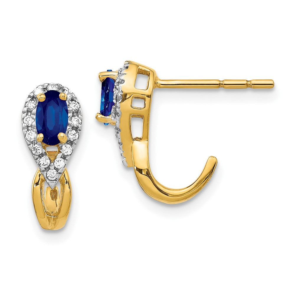 14k Yellow Gold Diamond and Sapphire Earrings (2.3 grams)