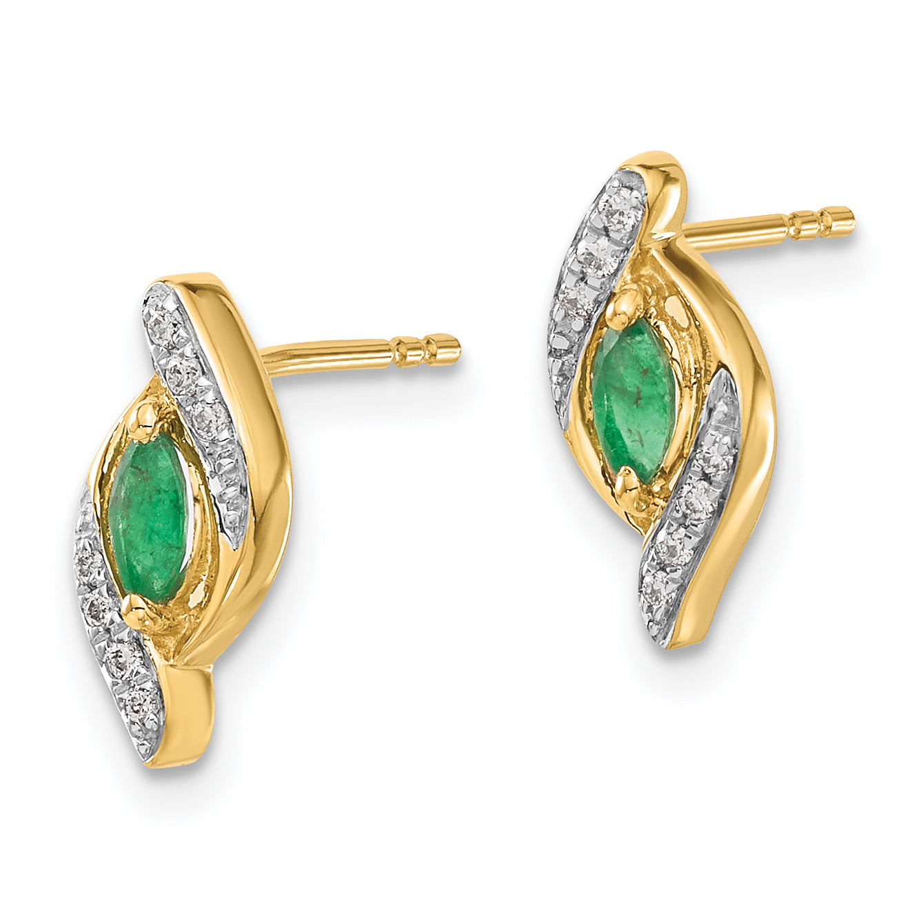 14k 1/15Ct Diamond and Emerald Earrings (1.72 grams)