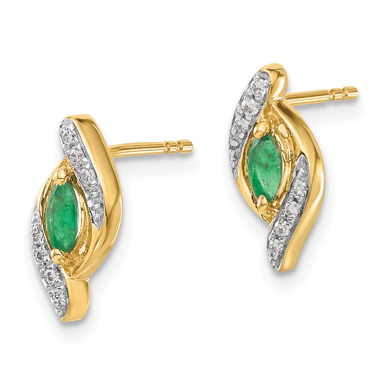 14k 1/15Ct Diamond and Emerald Earrings (1.72 grams)