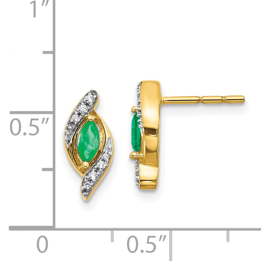 14k 1/15Ct Diamond and Emerald Earrings (1.72 grams)