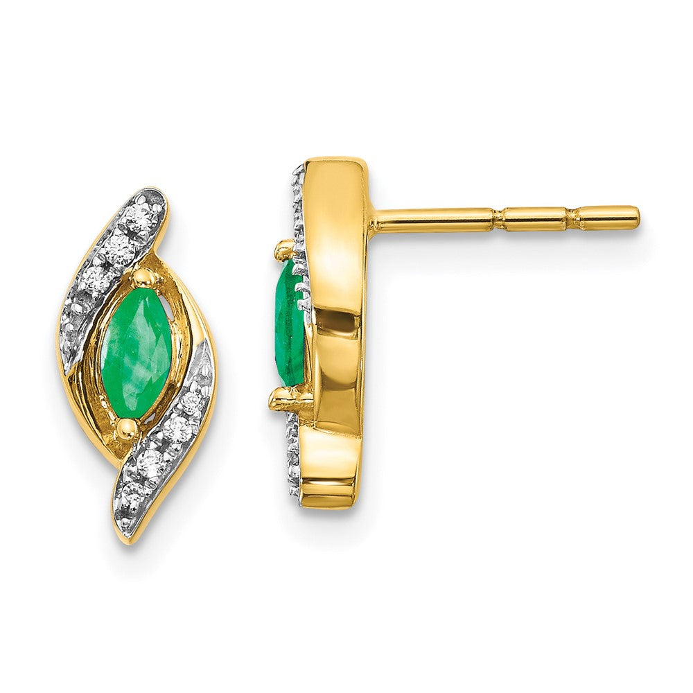 14k 1/15Ct Diamond and Emerald Earrings (1.72 grams)