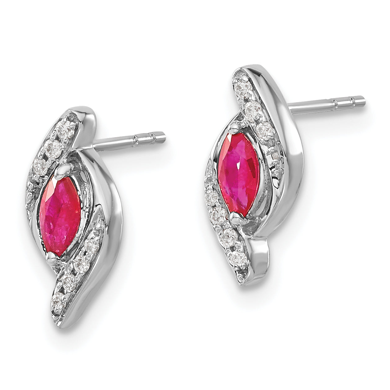 14k White Gold Diamond and Ruby Earrings (1.72 grams)