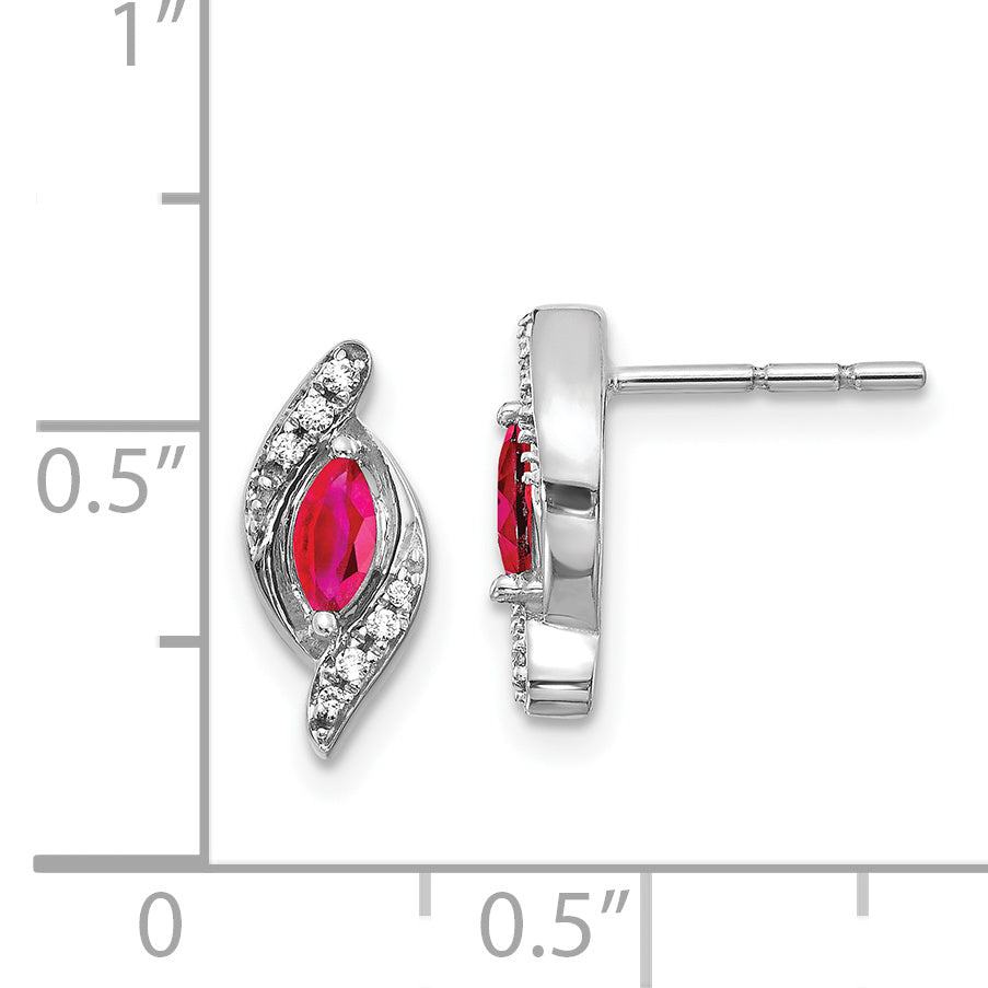 14k White Gold Diamond and Ruby Earrings (1.72 grams)