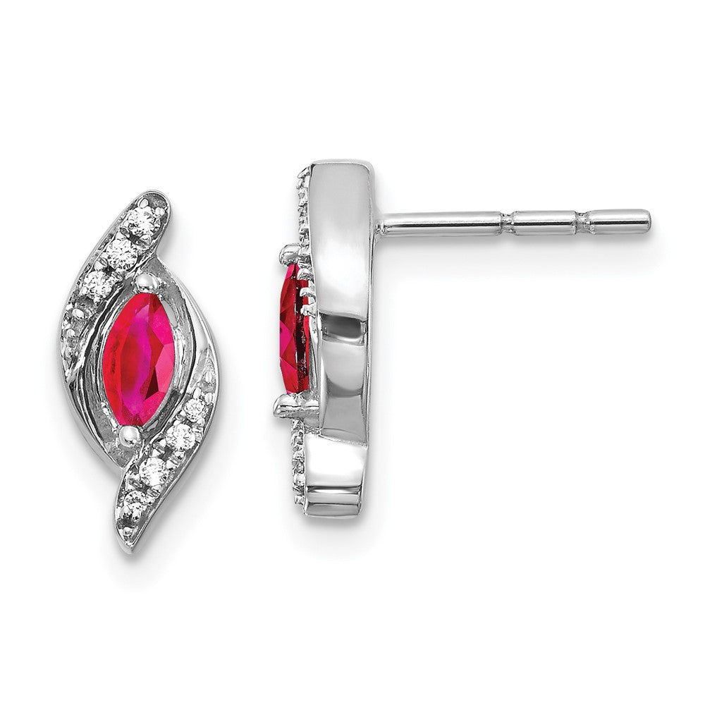 14k White Gold Diamond and Ruby Earrings (1.72 grams)