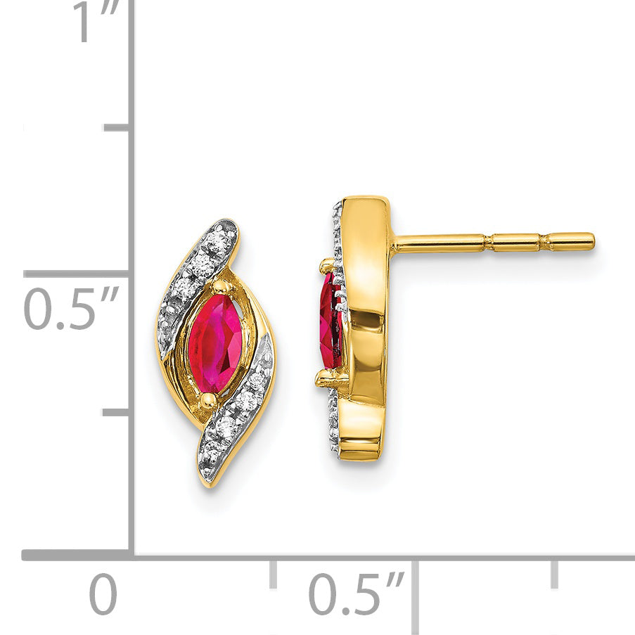 14k Diamond and Ruby Earrings (1.72 grams)