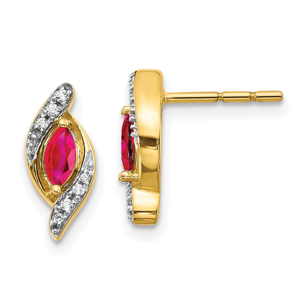 14k Diamond and Ruby Earrings (1.72 grams)