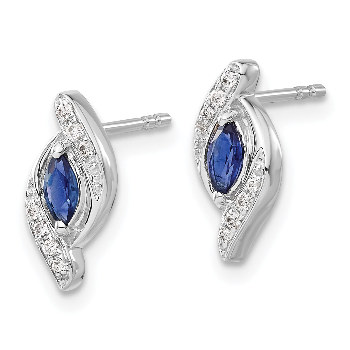 14k White Gold Diamond and Sapphire Post Earrings (1.72 grams)