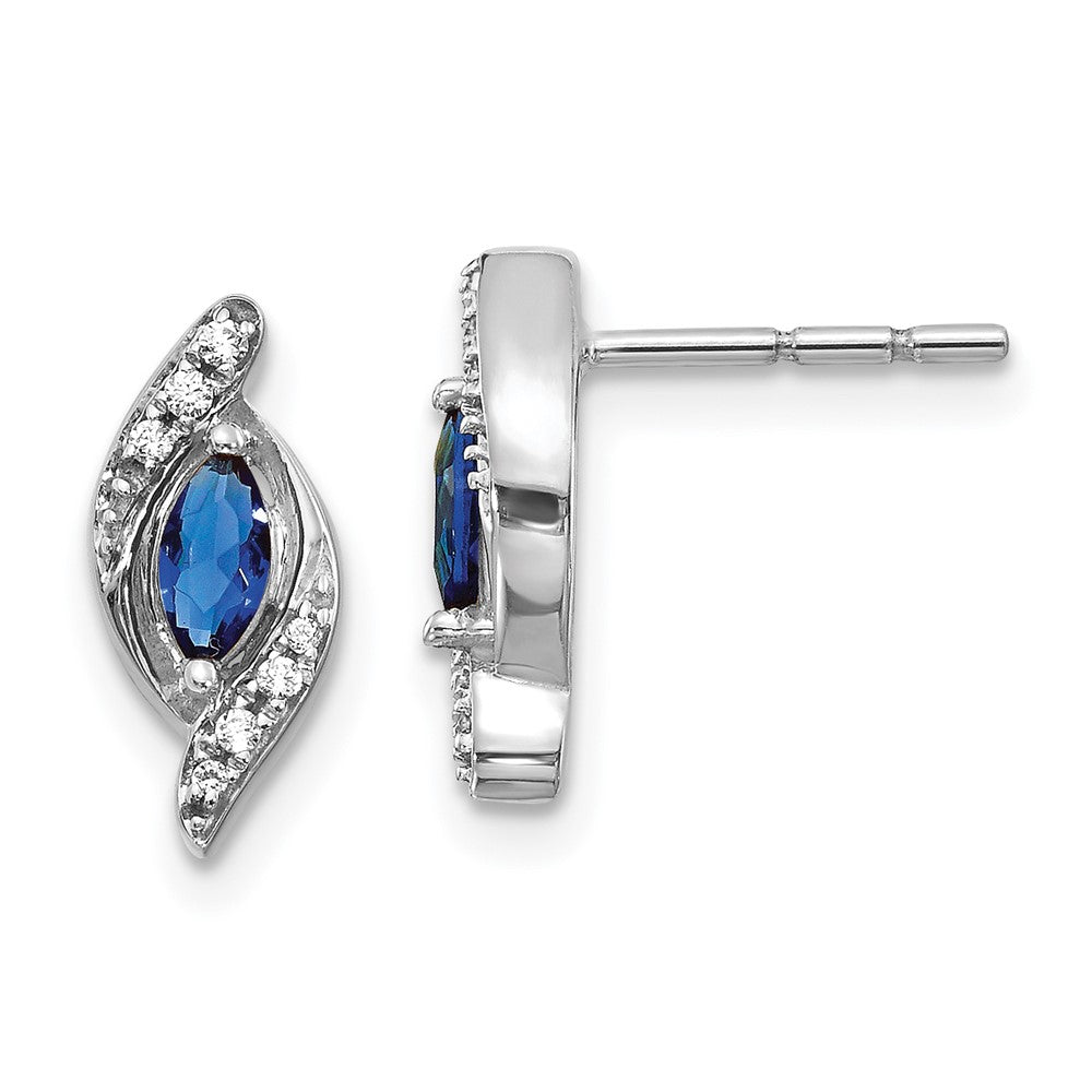 14k White Gold Diamond and Sapphire Post Earrings (1.72 grams)