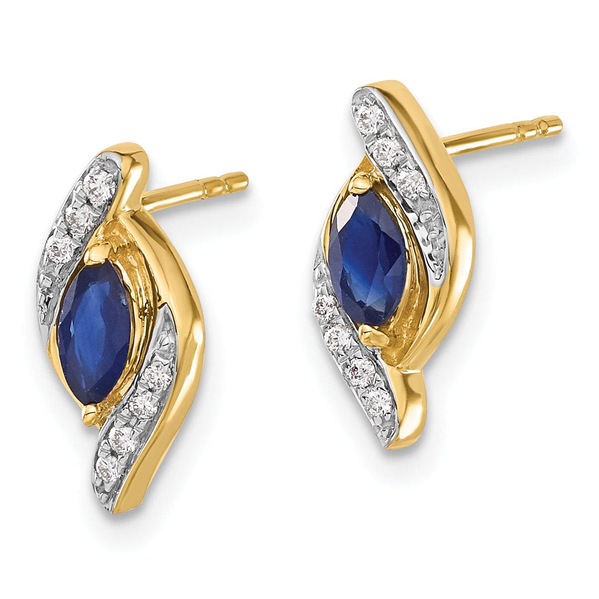 14k Yellow Gold Diamond and Sapphire Earrings (1.72 grams)