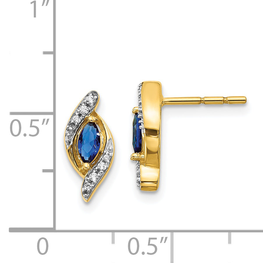 14k Yellow Gold Diamond and Sapphire Earrings (1.72 grams)