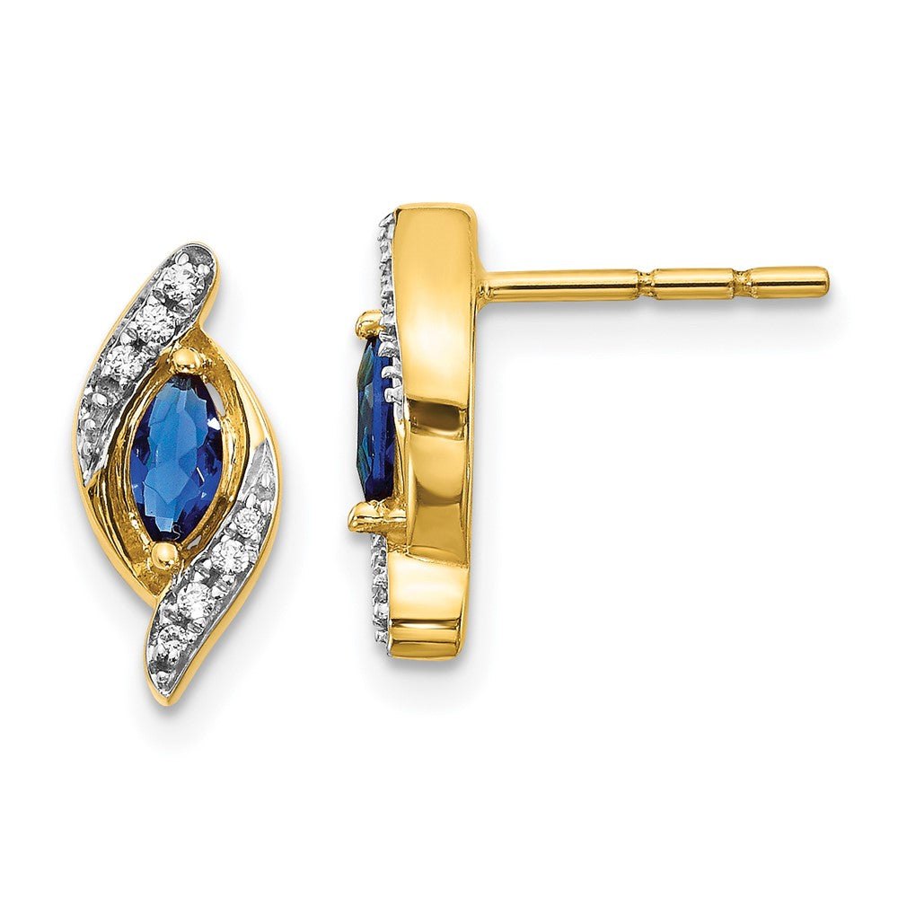 14k Yellow Gold Diamond and Sapphire Earrings (1.72 grams)