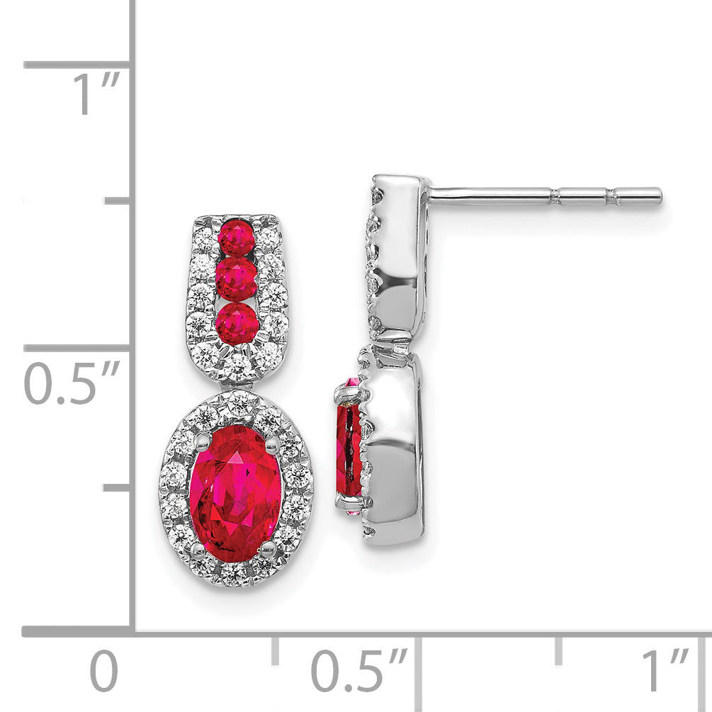 14k White Gold Diamond and Ruby Earrings (2.8 grams)