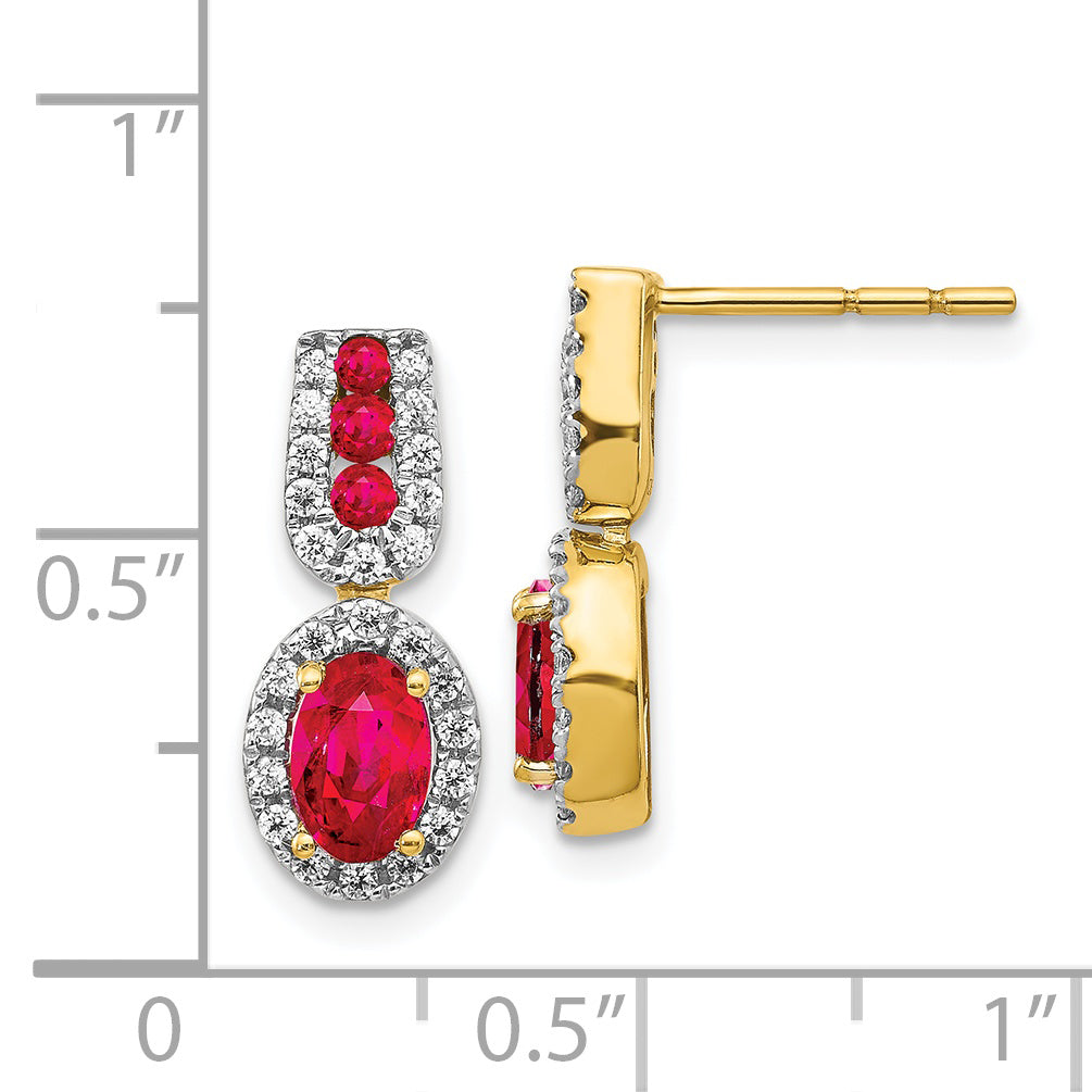 14k Yellow Gold Diamond and Ruby Earrings (2.8 grams)