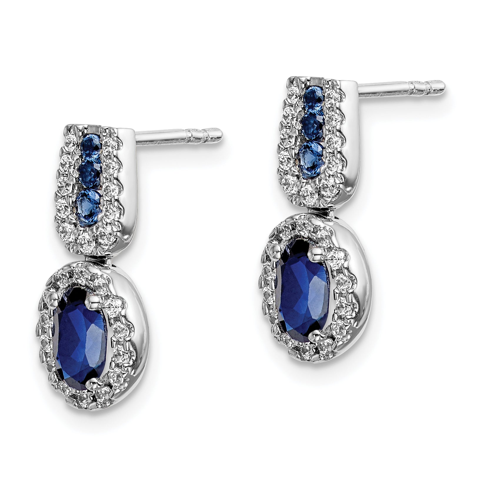 14k White Gold Diamond and Sapphire Post Earrings (2.8 grams)