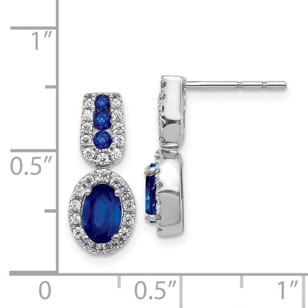 14k White Gold Diamond and Sapphire Post Earrings (2.8 grams)