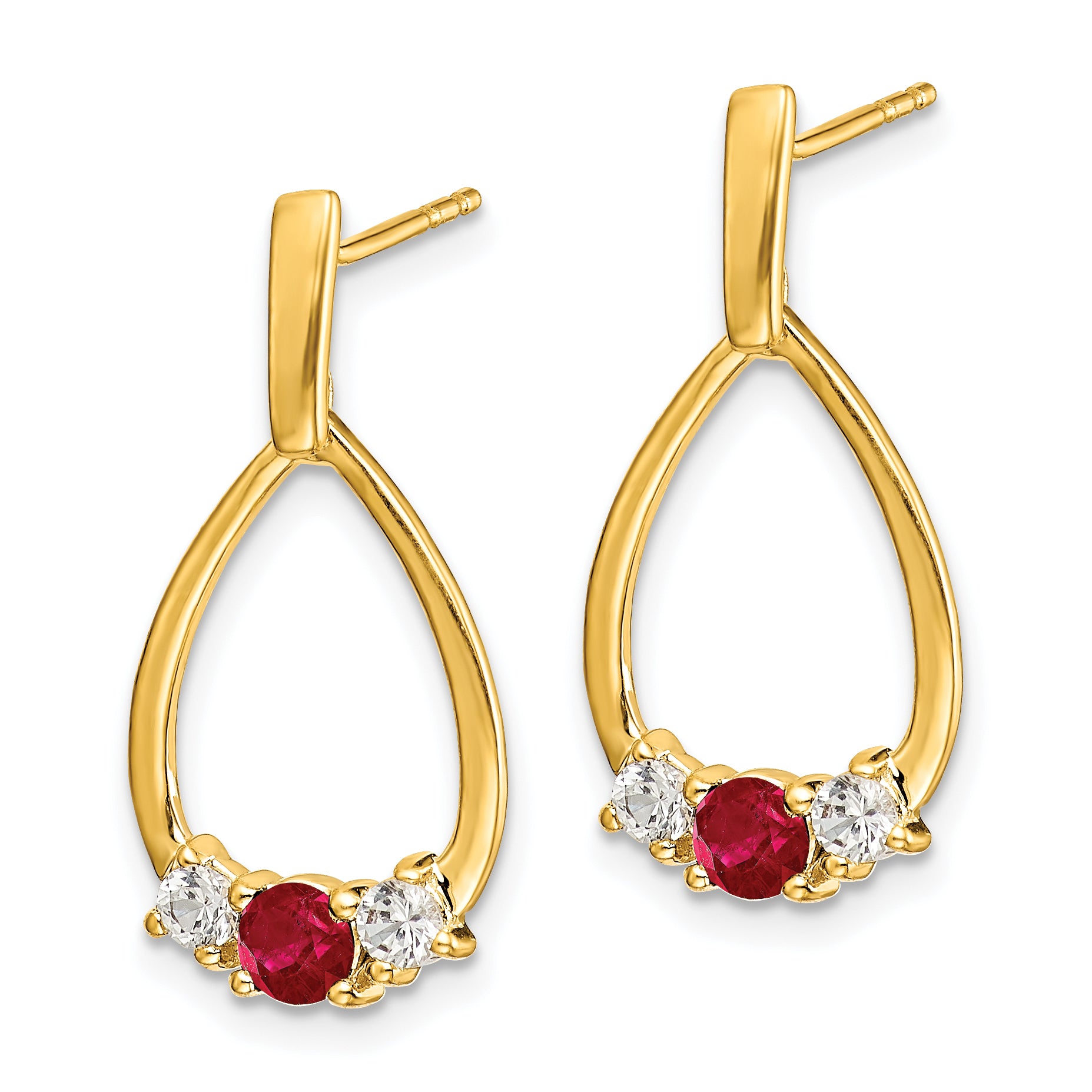 14k Ruby and White Sapphire Post Dangle Earrings (1.72 grams)