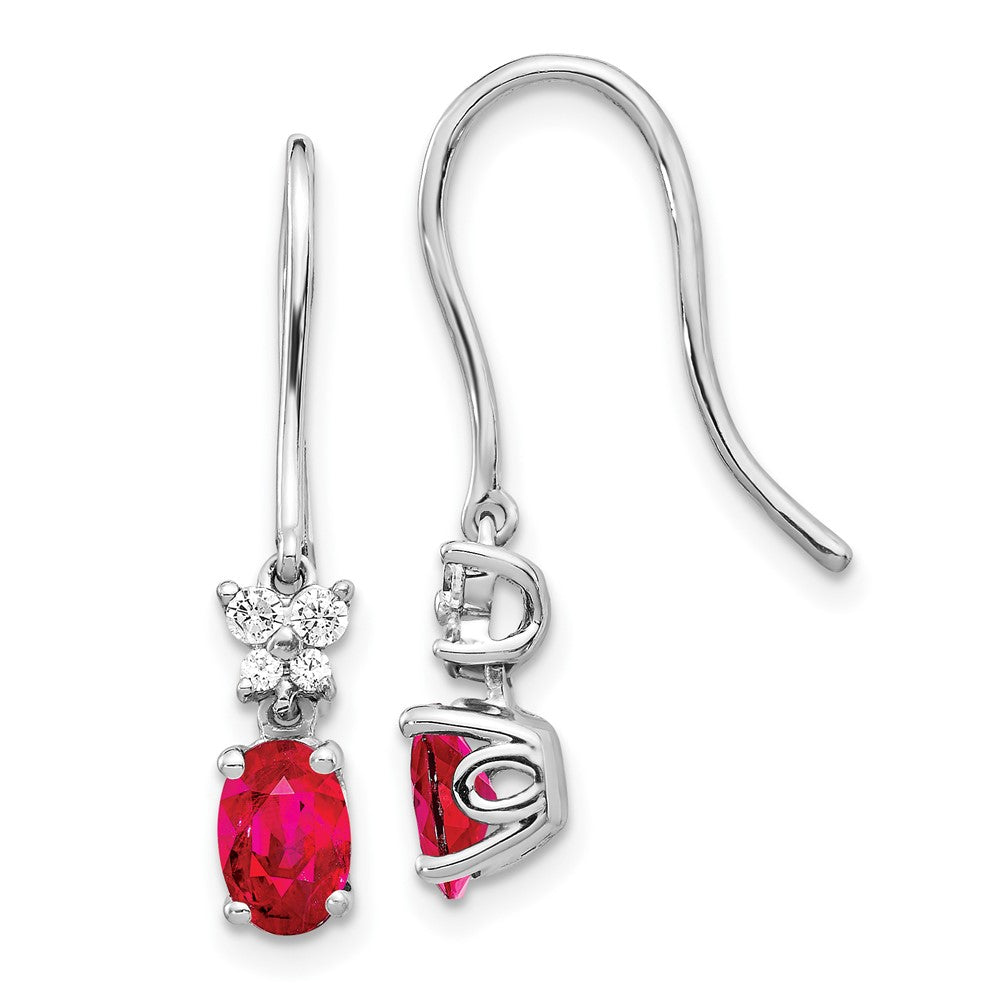 14k White Gold Diamond and Oval Ruby Earrings (1.55 grams)