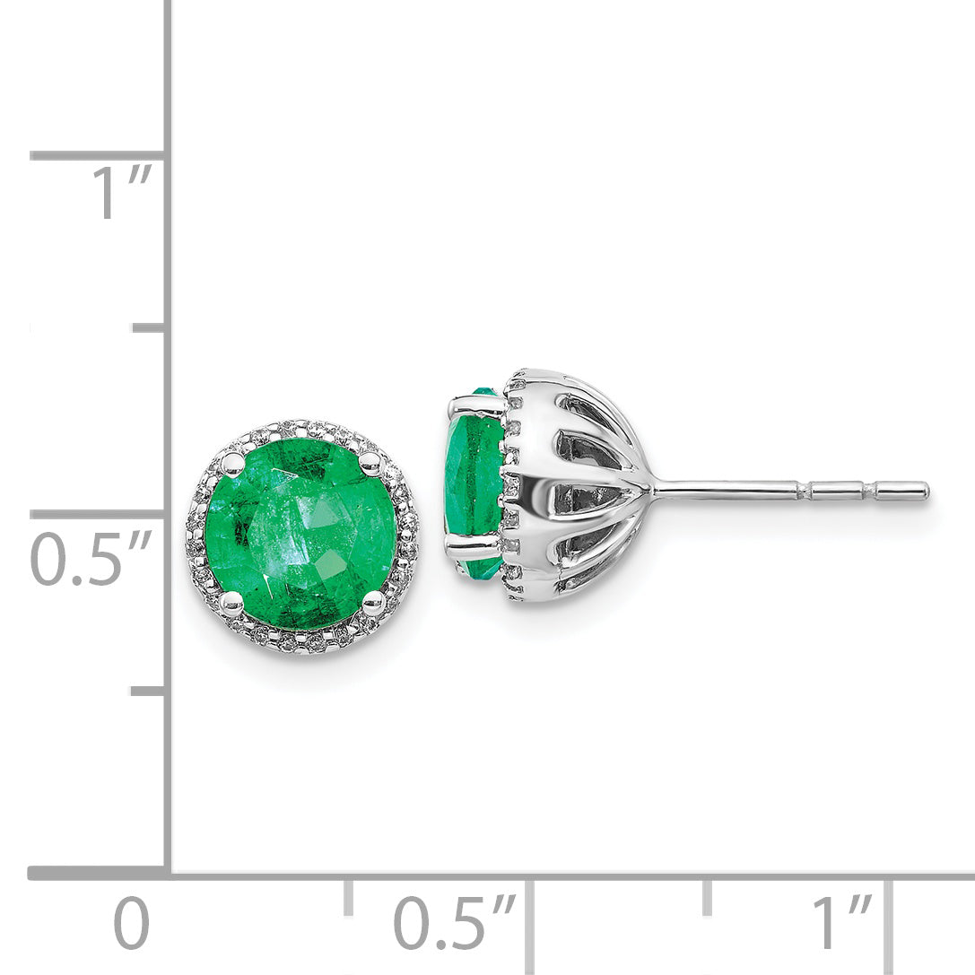 14k White Gold Diamond and Emerald Post Earrings (2.17 grams)