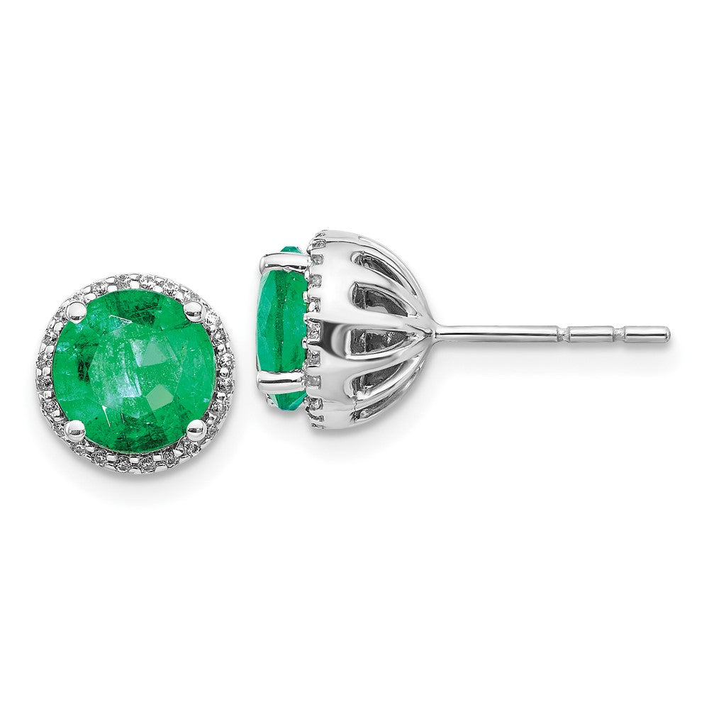 14k White Gold Diamond and Emerald Post Earrings (2.17 grams)