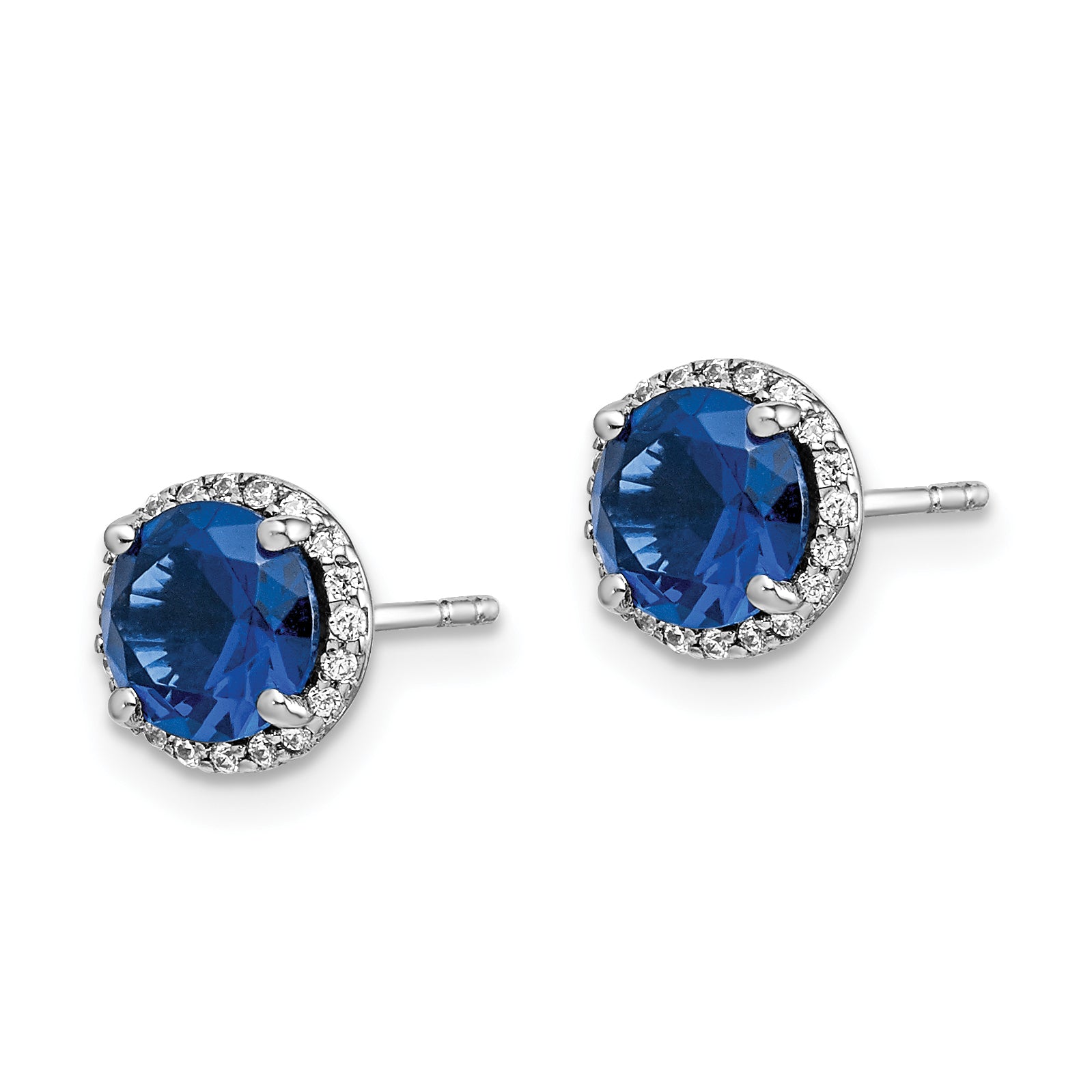 14k White Gold Diamond and Sapphire Post Earrings (1.5 grams)