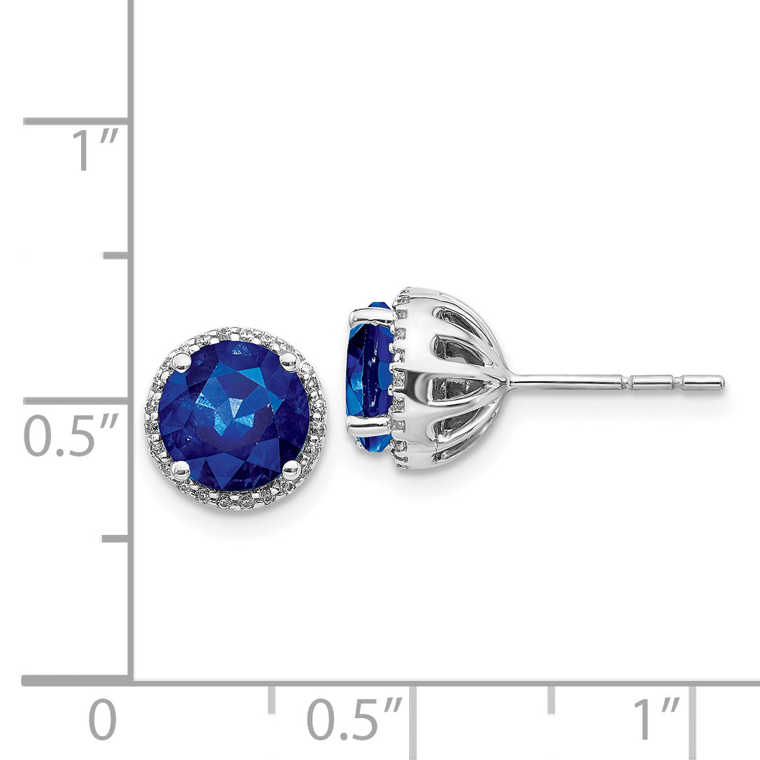 14k White Gold Diamond and Sapphire Post Earrings (1.5 grams)